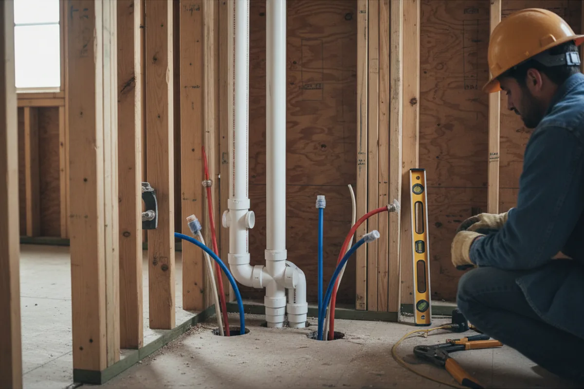 Drain and supply rough-in during Leak Detection in Shelley