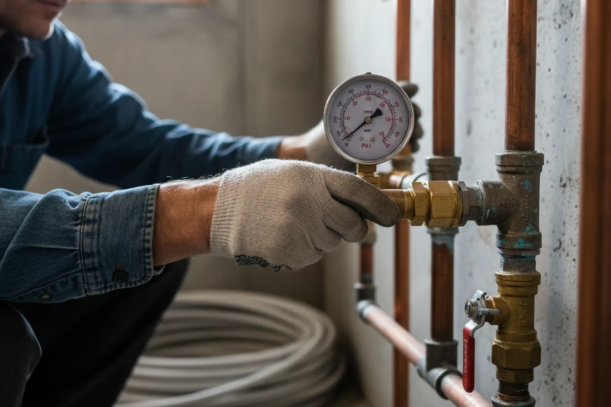 Pressure testing a repaired line during Water Line Repair in Shelley